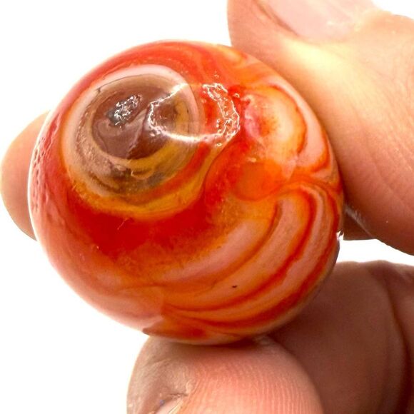 Mini Art Glass Egg Hand Blown Multi-Color Zigzag Swirl 1970s Vibe - Picture 2 of 4